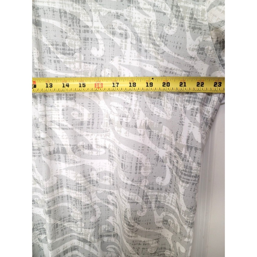 Crazy Shirts Men's Hawaiian Polo Tribal Wave Shirt Size XL Gray & White Abstract - Picture 6 of 9